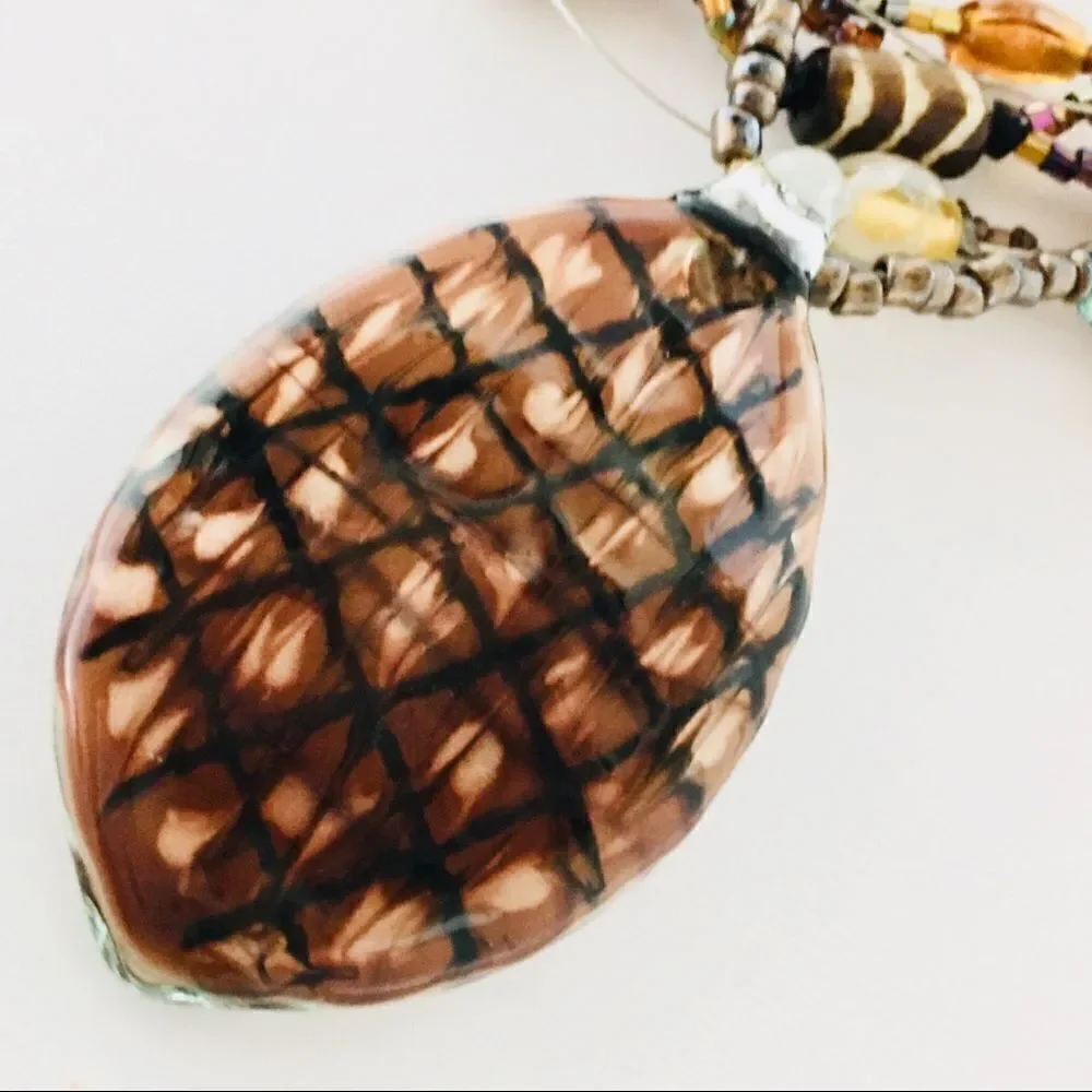Chico’s Multi Strand Art Glass Pineapple Beads Necklace 4457